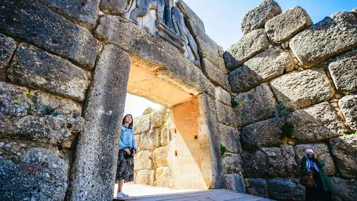 The Lion Gate at Mycenae on a day trip from Athens, Greece