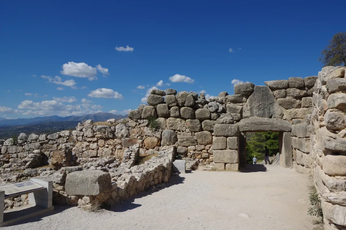 The Lion Gate at Mycenae, the Bronze Age citadel on the Argolid day trip from Athens, Greece